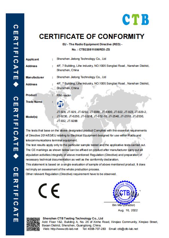 Certificado CE da Série TM200

