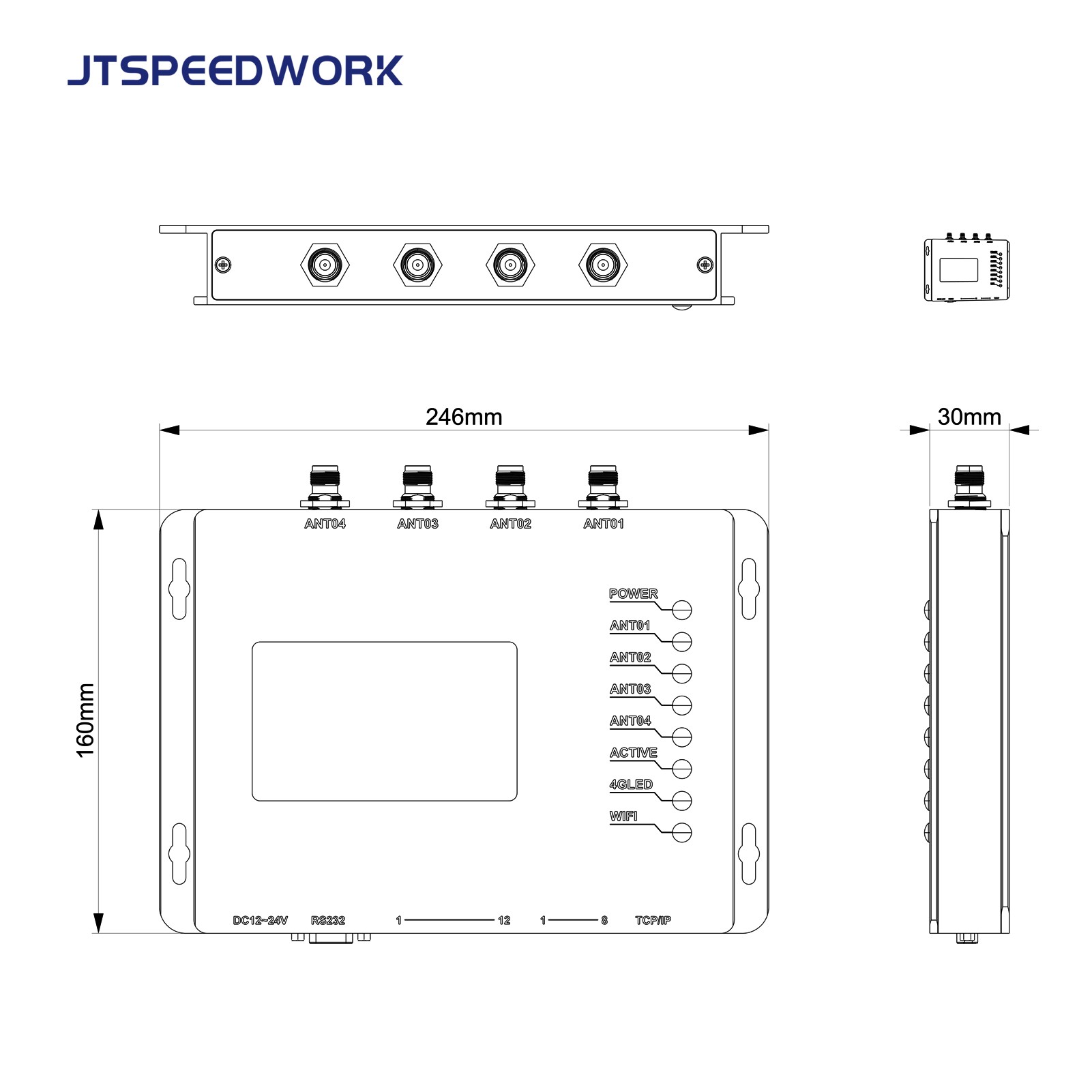 Leitor RFID UHF fixo JT-928 de 2/4 portas ISO18000-6C TM200 | Compatível com chip Impinj E710