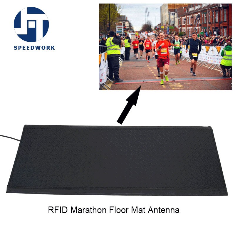 Tapete de chão UHF RFID para cronometragem esportiva de maratona na cor azul.