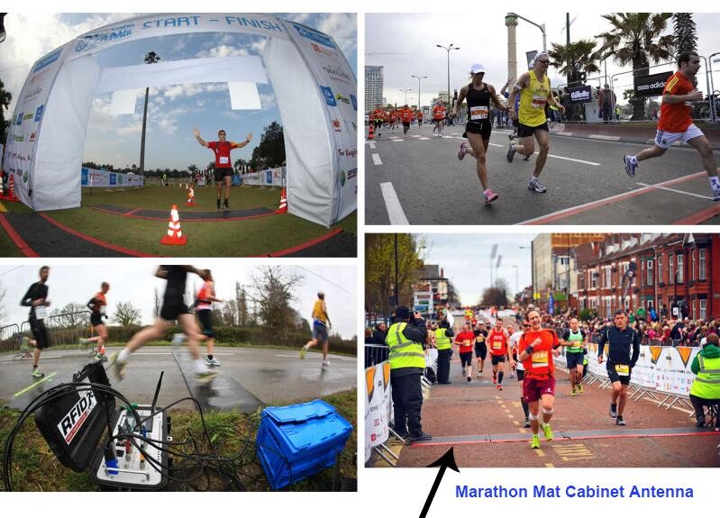 Tapete de chão UHF RFID para cronometragem esportiva de maratona na cor azul.