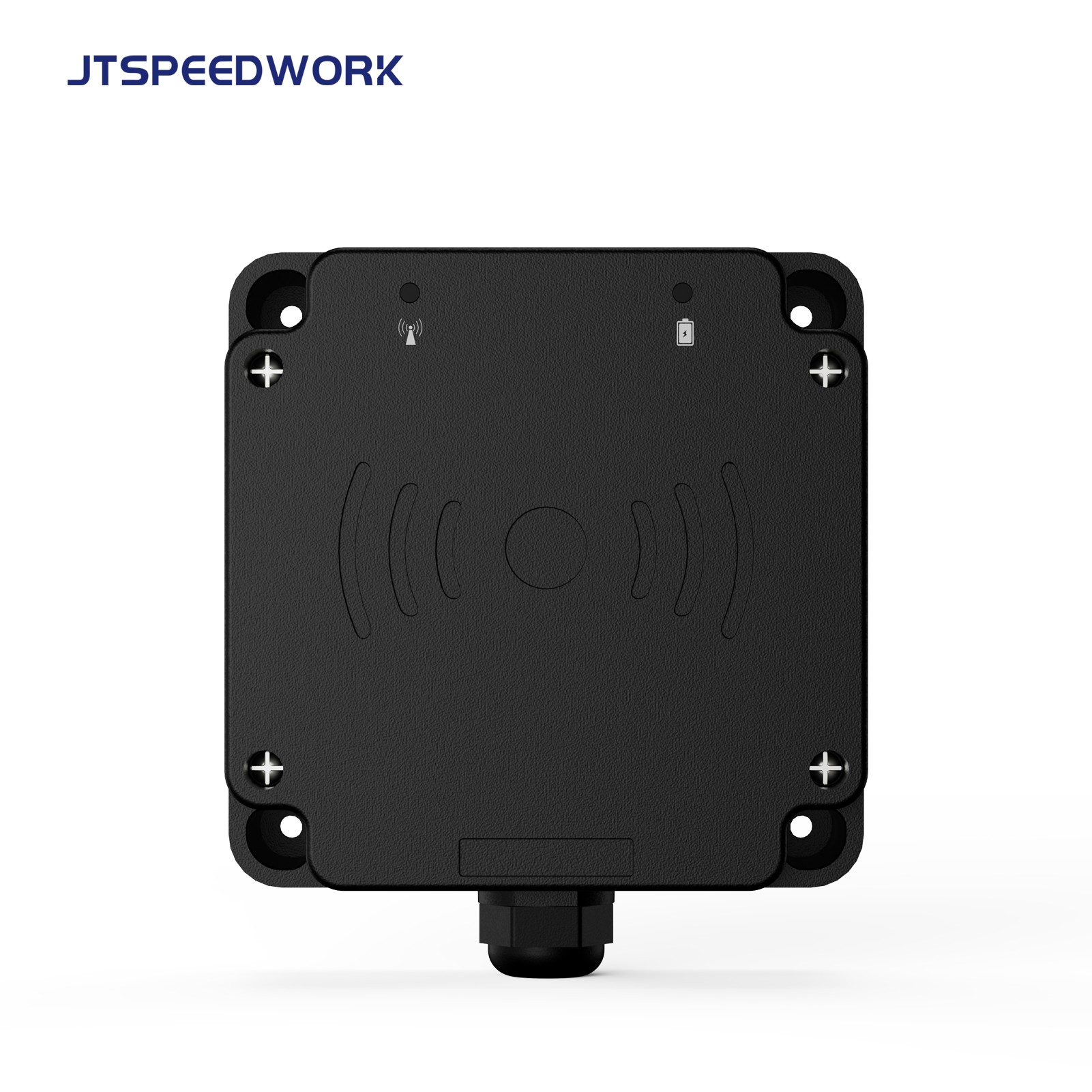 Leitor RFID UHF JT-7100 de grau industrial, alcance de 0 a 3 metros, frequência de 860 a 960 MHz.