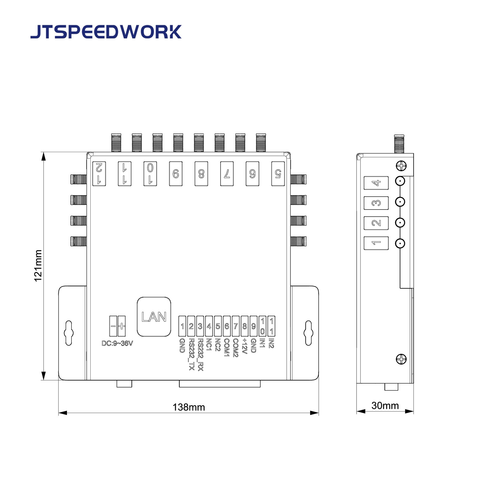 JT-932-8/16 Leitor RFID UHF fixo de 8/16 portas 860-960MHz para gerenciamento de armazém