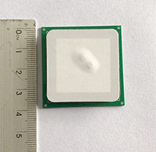 Antena cerâmica UHF RFID JT-T0036 de 3 dBi, 36 x 36 mm, 865-868/902-928 MHz, polarização circular à direita (RHCP), para PDA.