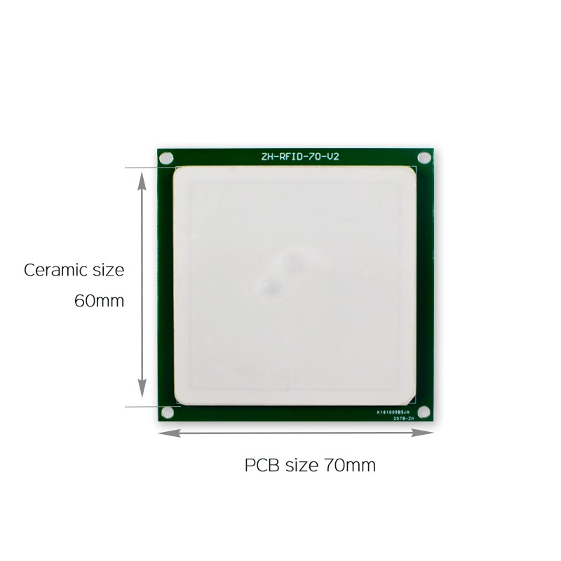 Antena cerâmica UHF RFID JT-T0060 de 4 dBi, 860-960 MHz, polarização circular RHCP, conector personalizável